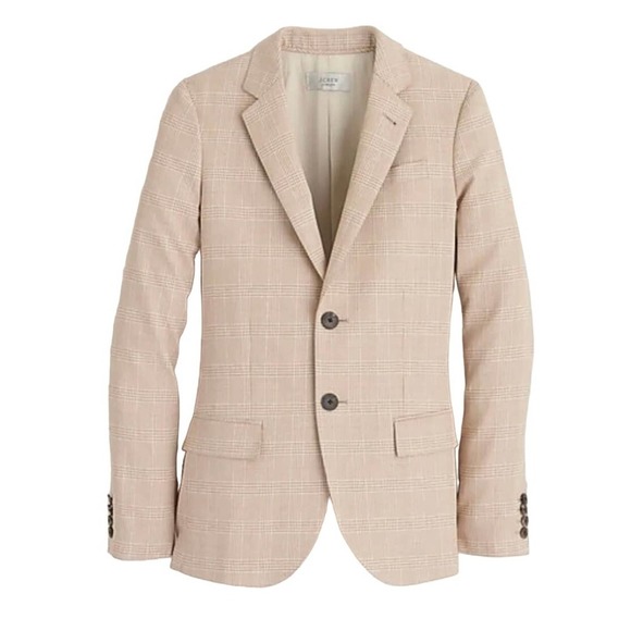 J. Crew Ludlow Plaid Ivory Peach Linen Blazer Jacket Size 8 - Picture 3 of 15